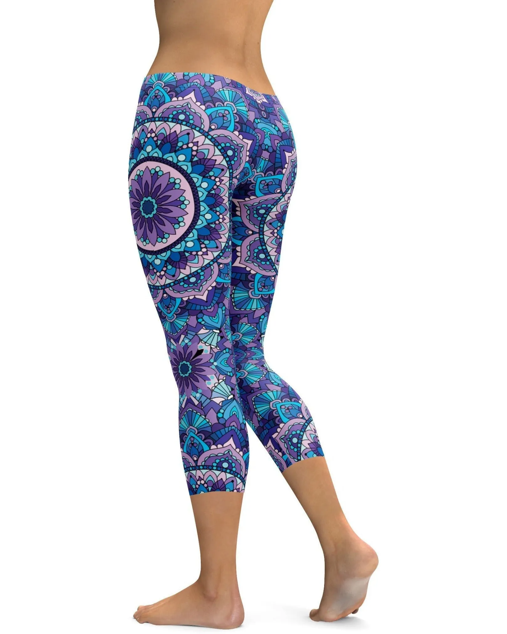 Colorful Blue Mandala Capris