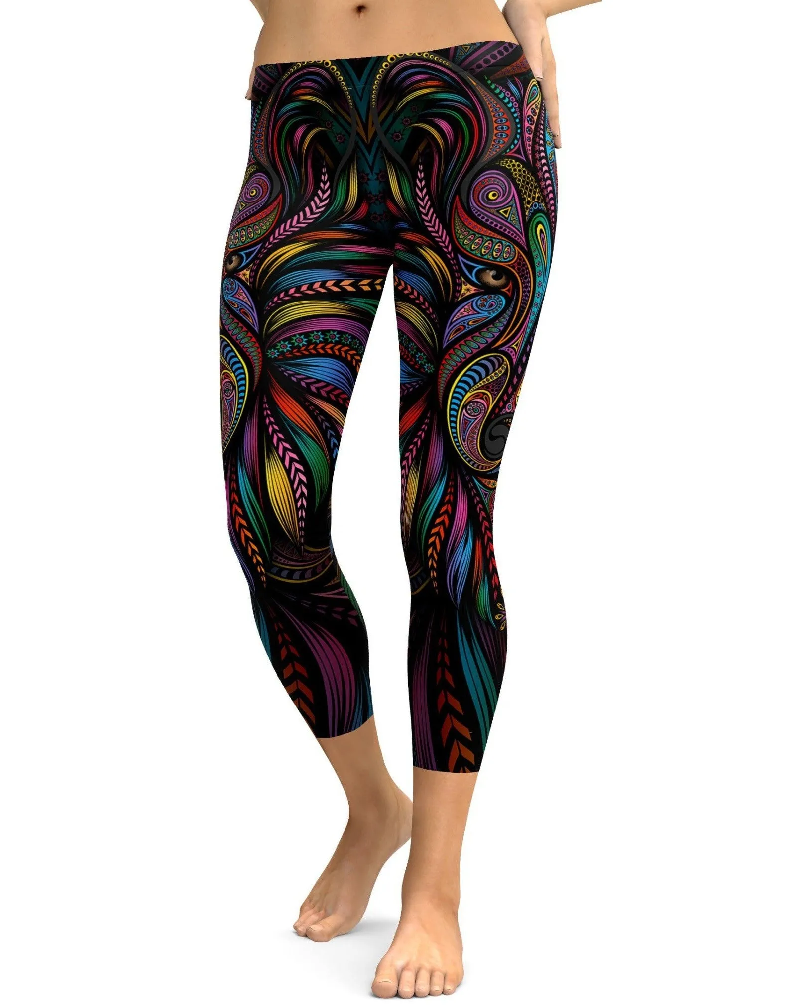 Colorful Wolf Capris