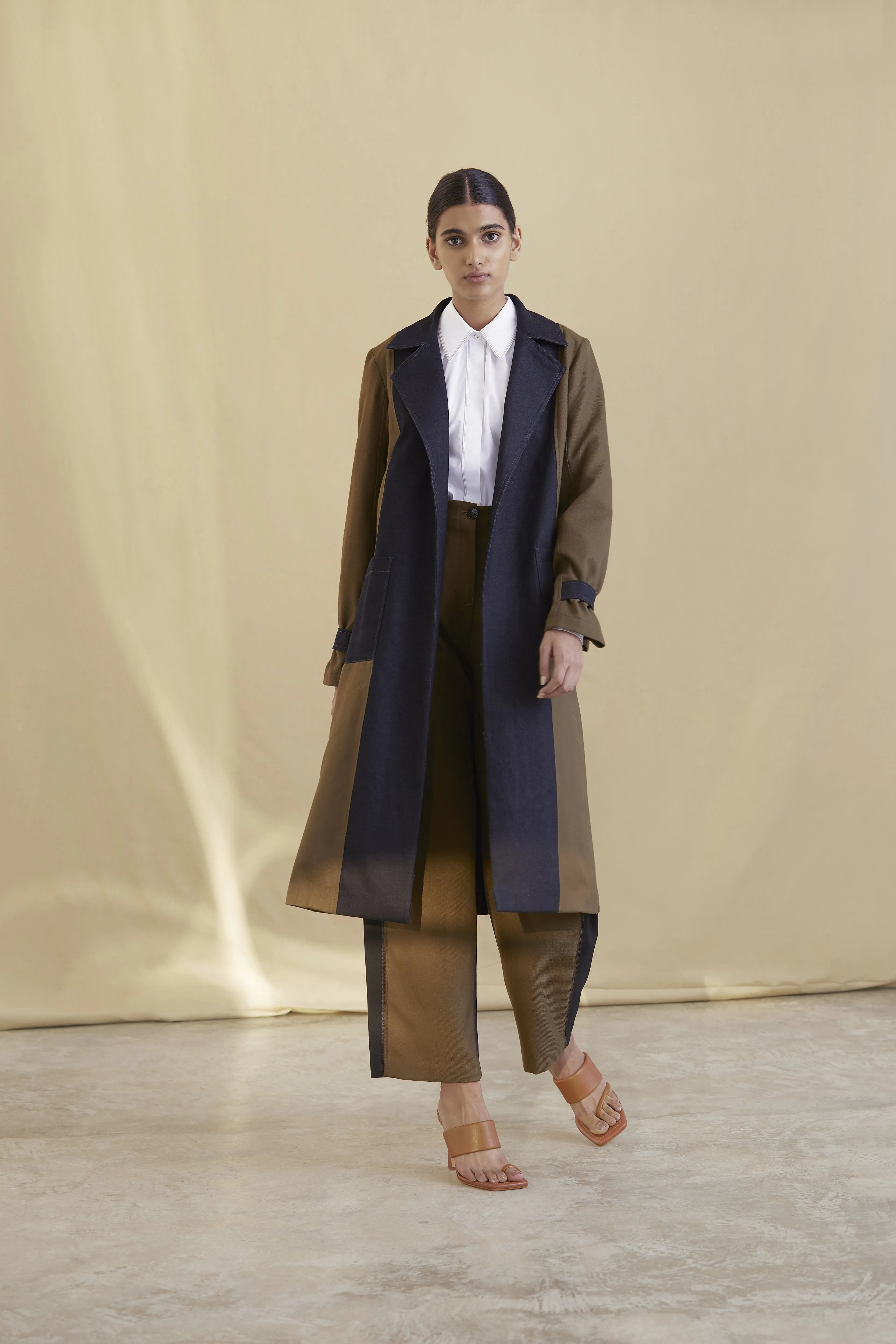 Colour-blocked Long coat