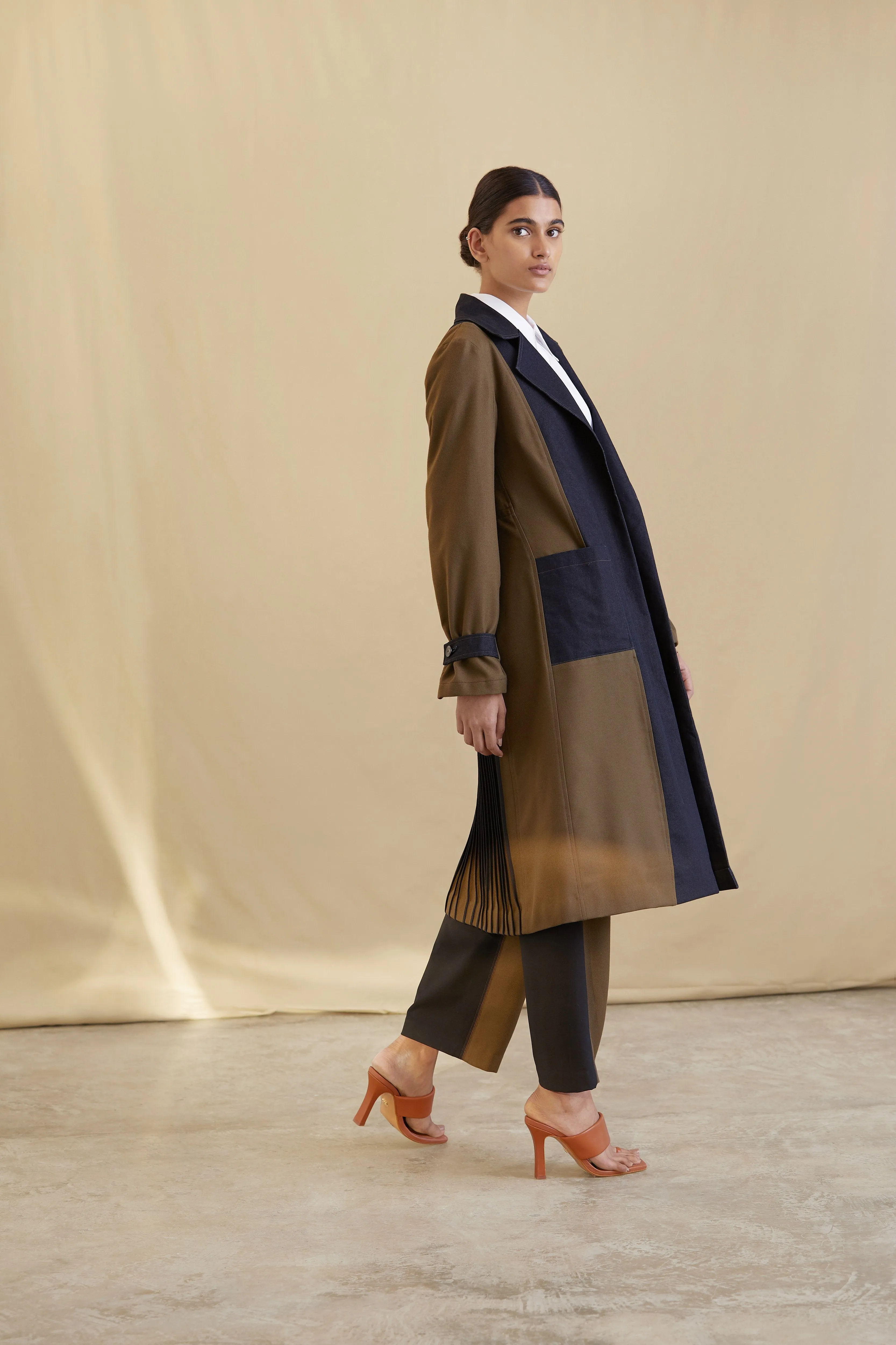 Colour-blocked Long coat