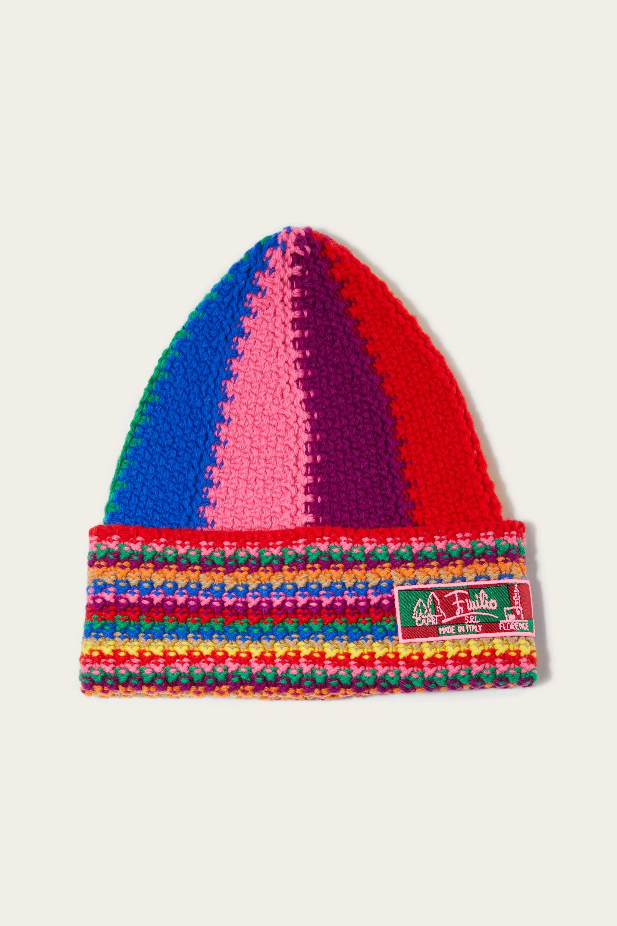 Colourblock Wool Beanie Hat