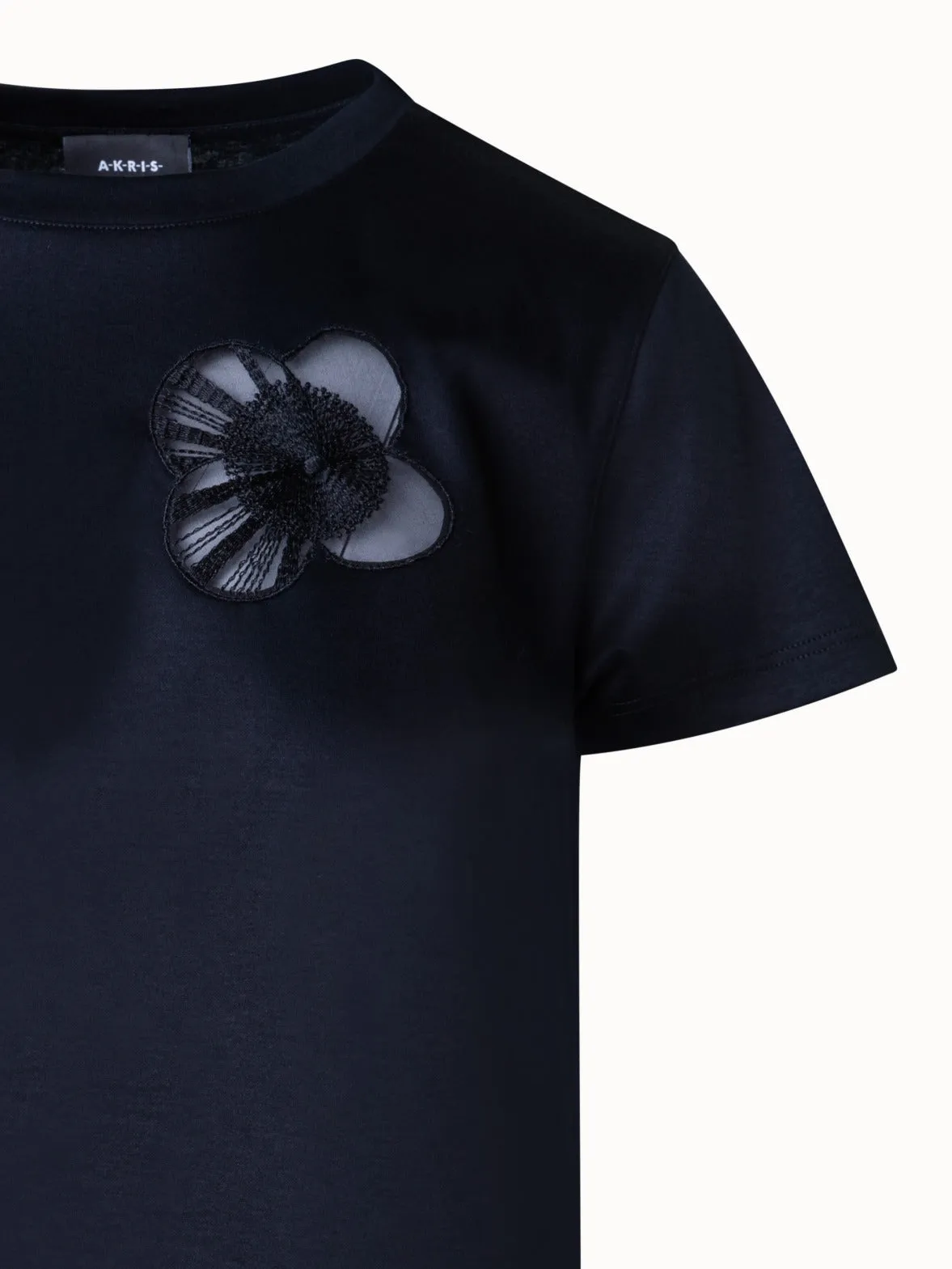 Cotton Jersey T-shirt with Poppy Inset