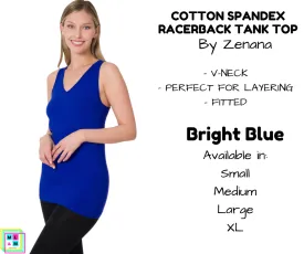 Cotton Spandex Racerback Tank - Bright Blue