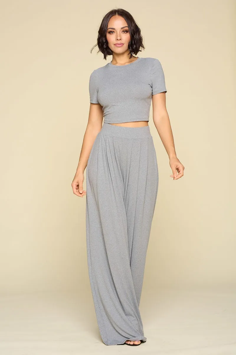 Crop Top And Palazzo Pants Set