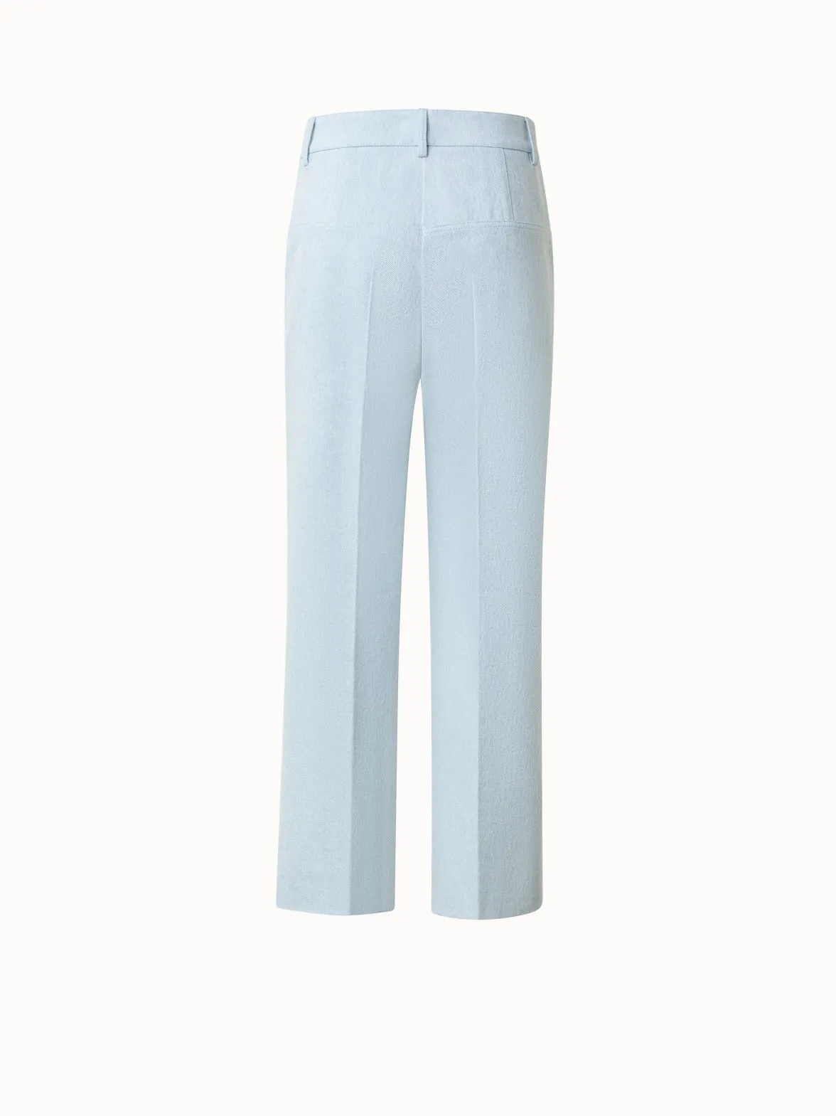 Cropped Cotton Denim Wide Leg Pants