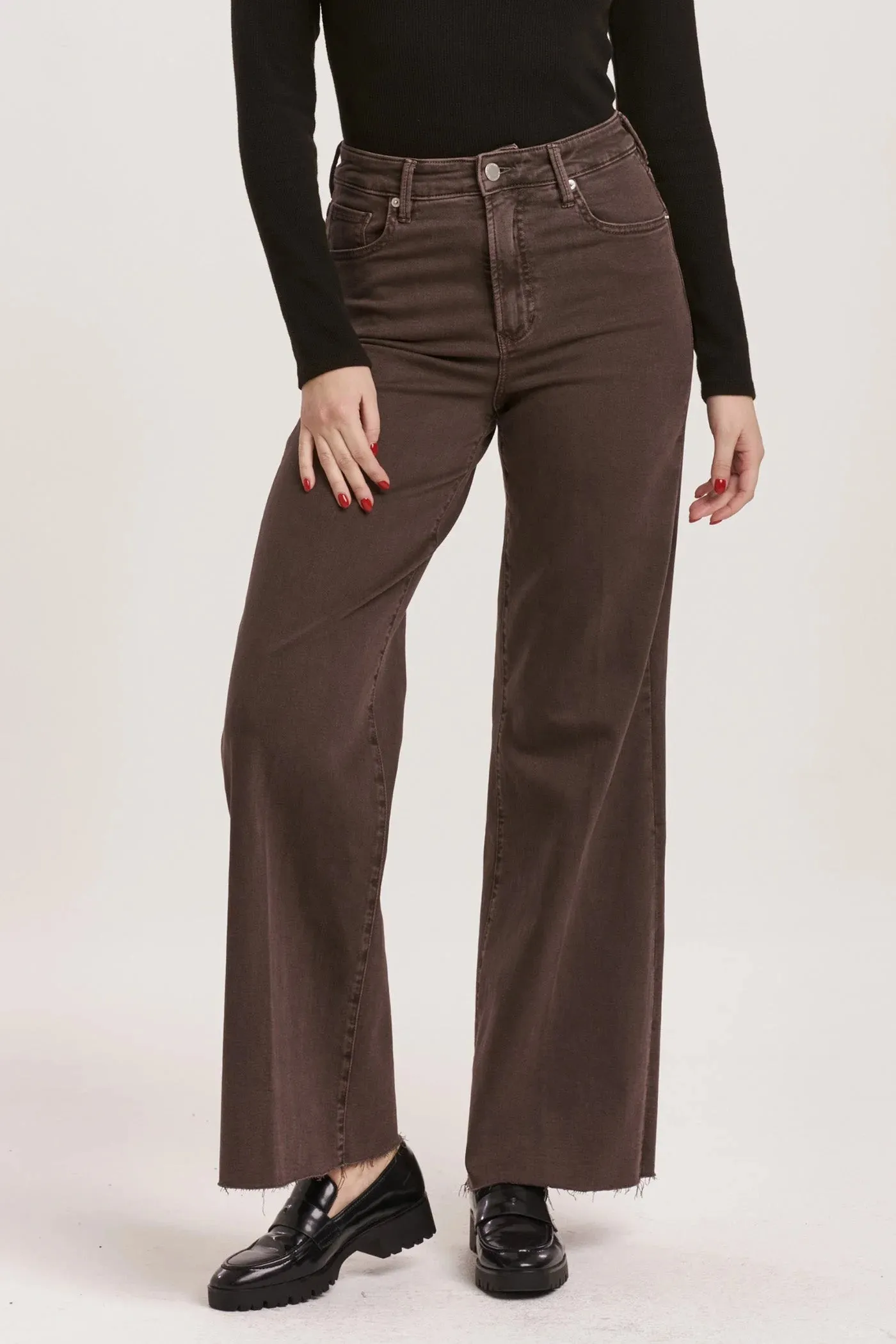 Dear John Denim Fiona High Rise Wide Leg Jeans Mocha Brown