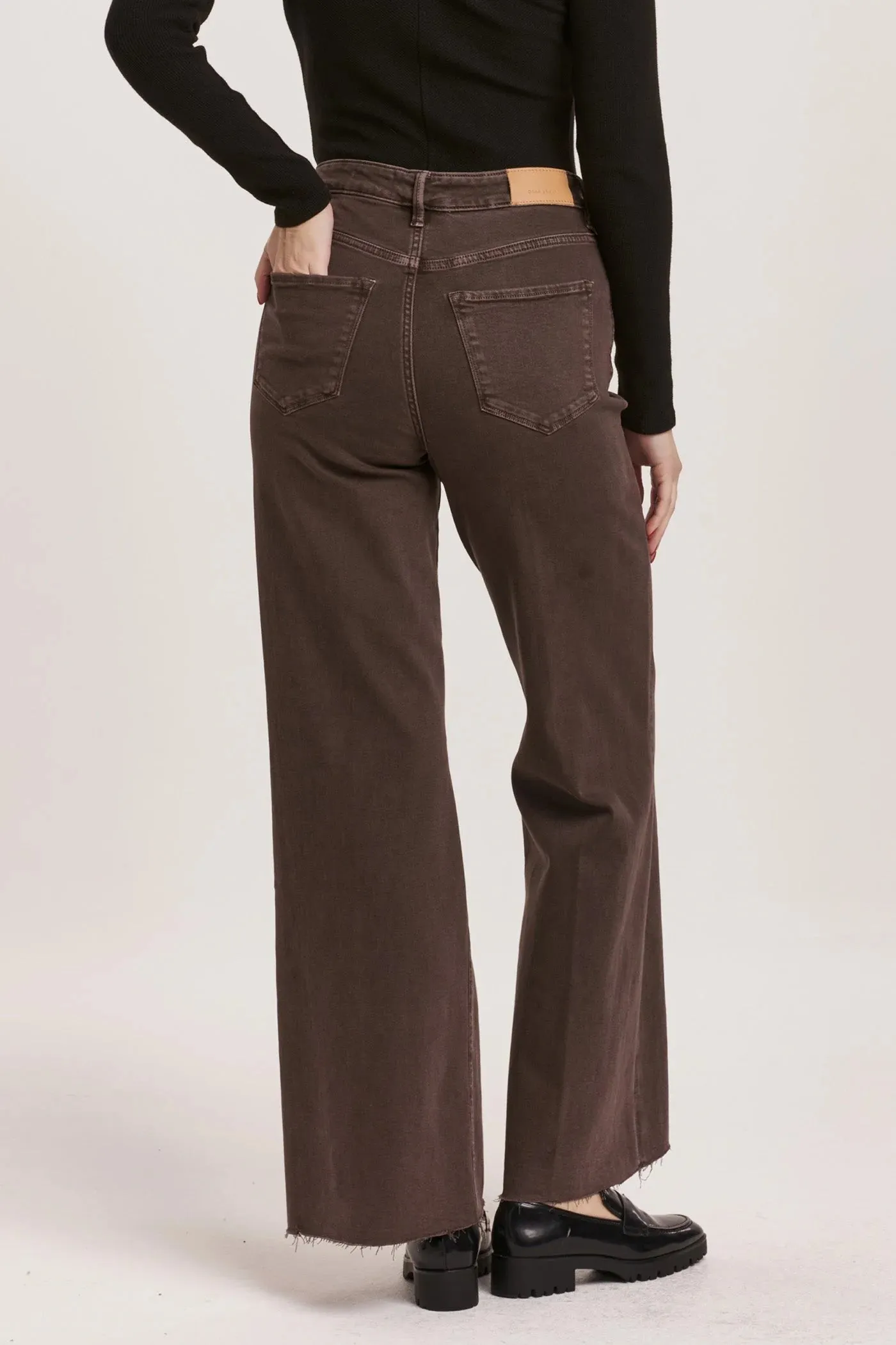 Dear John Denim Fiona High Rise Wide Leg Jeans Mocha Brown