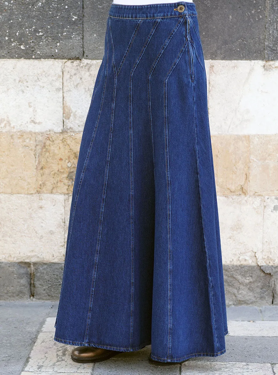 Denim Paneled Skirt