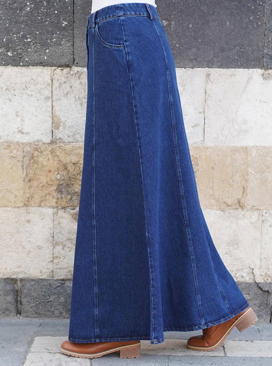 Denim Twill Pocketed Skirt