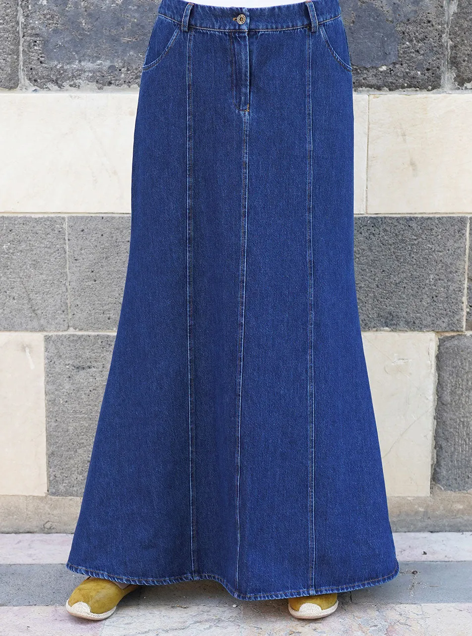 Denim Twill Pocketed Skirt