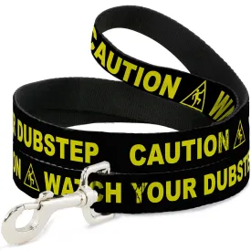 Dog Leash - CAUTION WATCH YOUR DUBSTEP Black/Yellow by Buckle-Down