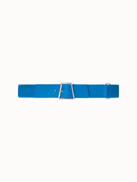 Elastic Belt with Leather Closure and Trapezoid Buckle