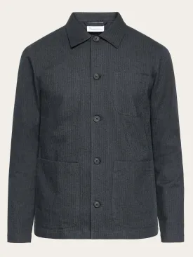 Flannel herringbone overshirt - GOTS/Vegan - Gray Pinstripe