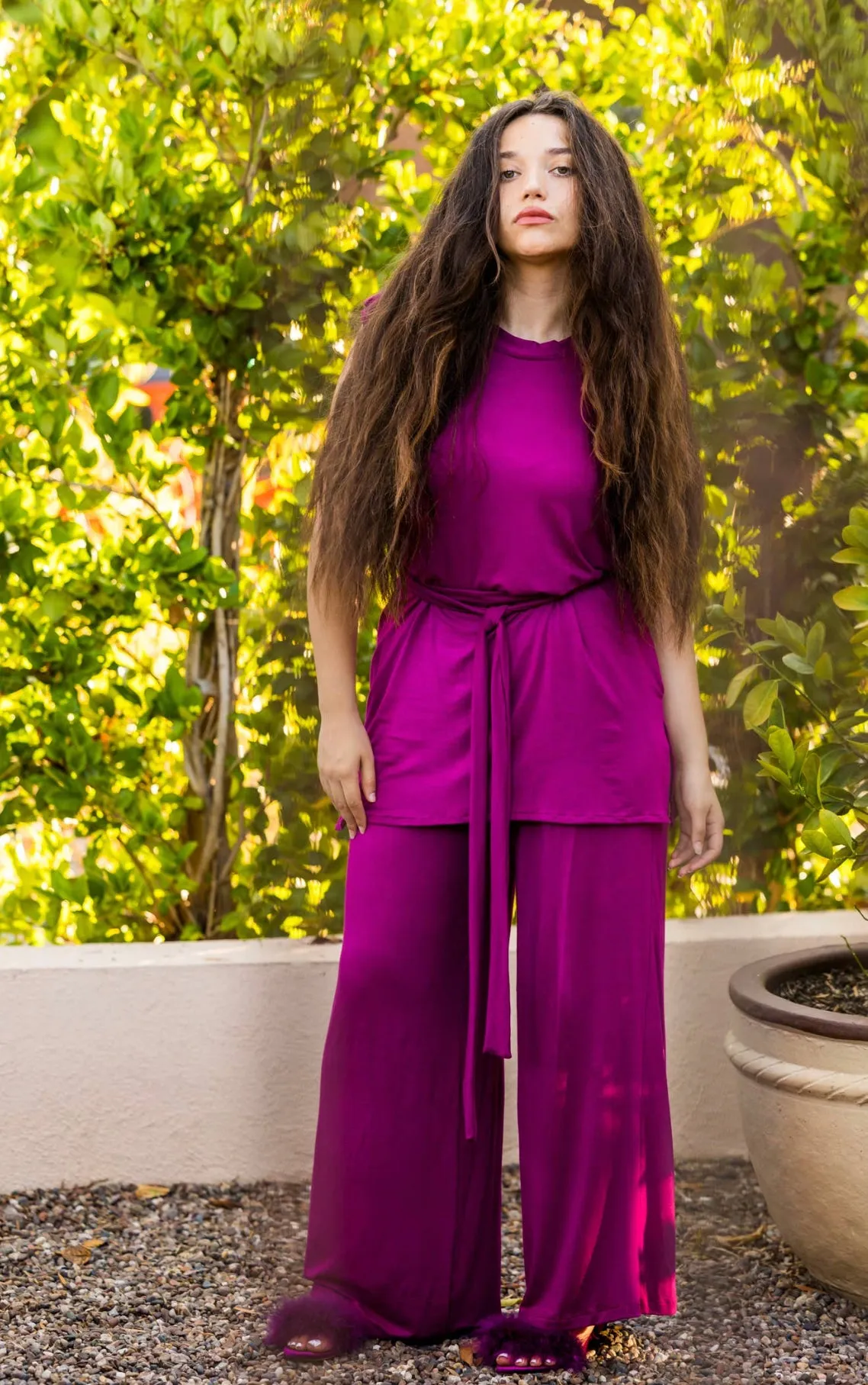 Fuchsia Tunic and Palazzo Pant Set