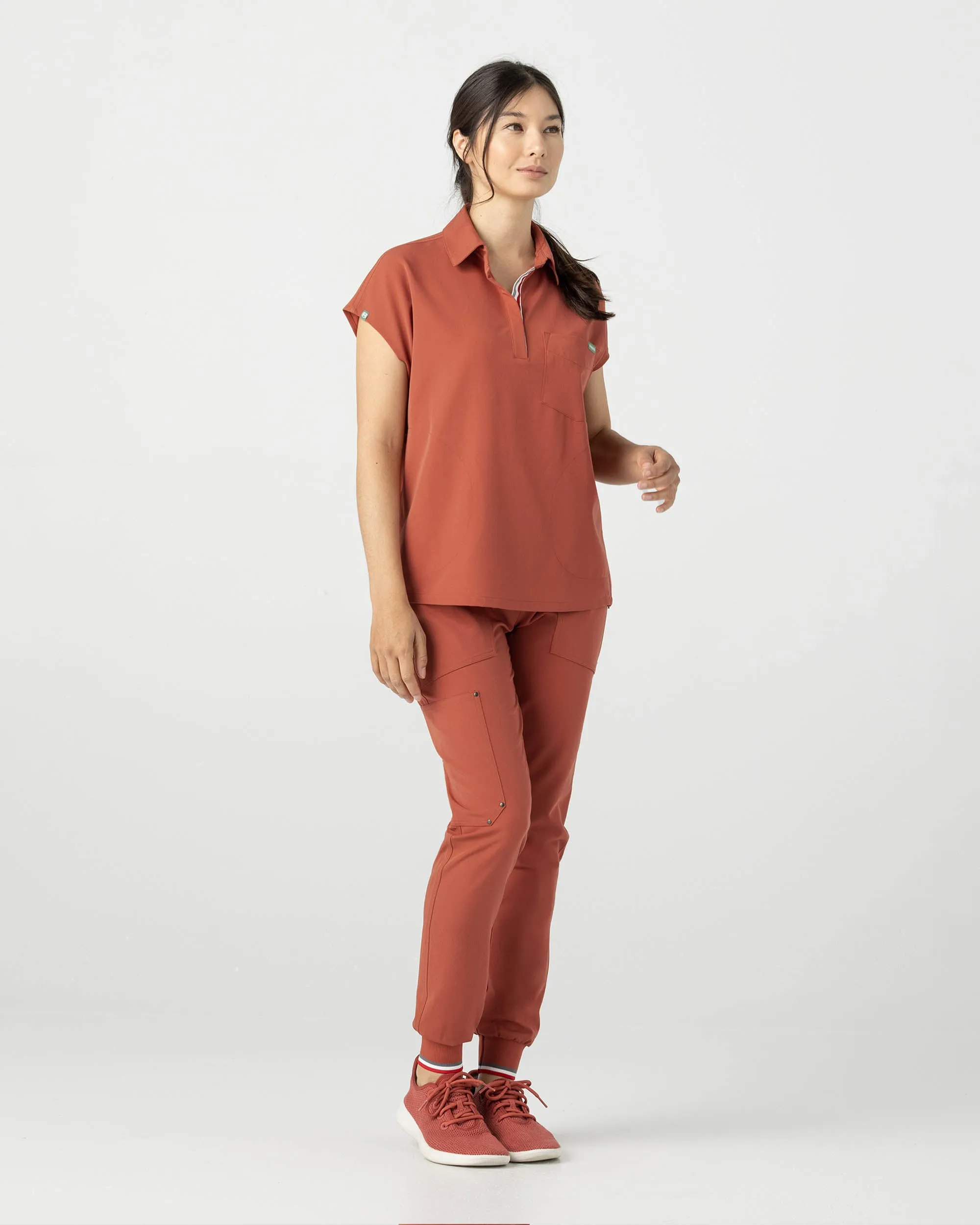 FYSEL® Capri‎ ‎ Collared Scrub Top