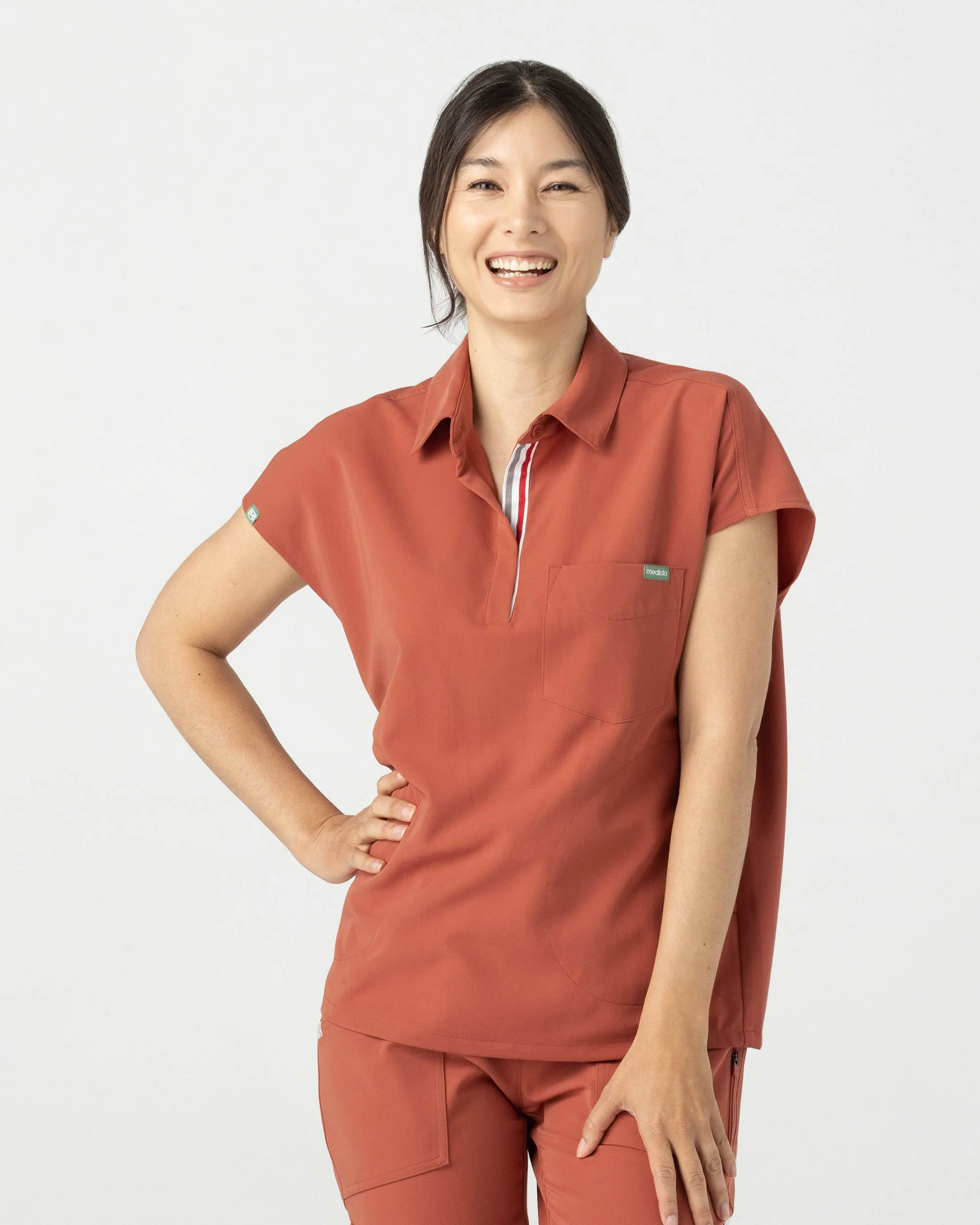 FYSEL® Capri‎ ‎ Collared Scrub Top