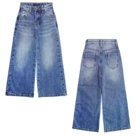 Girls Jeans Wide Leg Slim Fit Flared Boot Cut Denim Pants