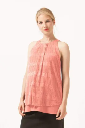 Halter Edith Nursing Top Full Lace Coral Blush