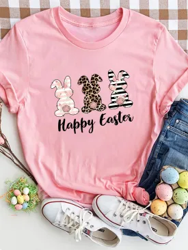 HAPPY EASTER Round Neck Short Sleeve T-Shirt