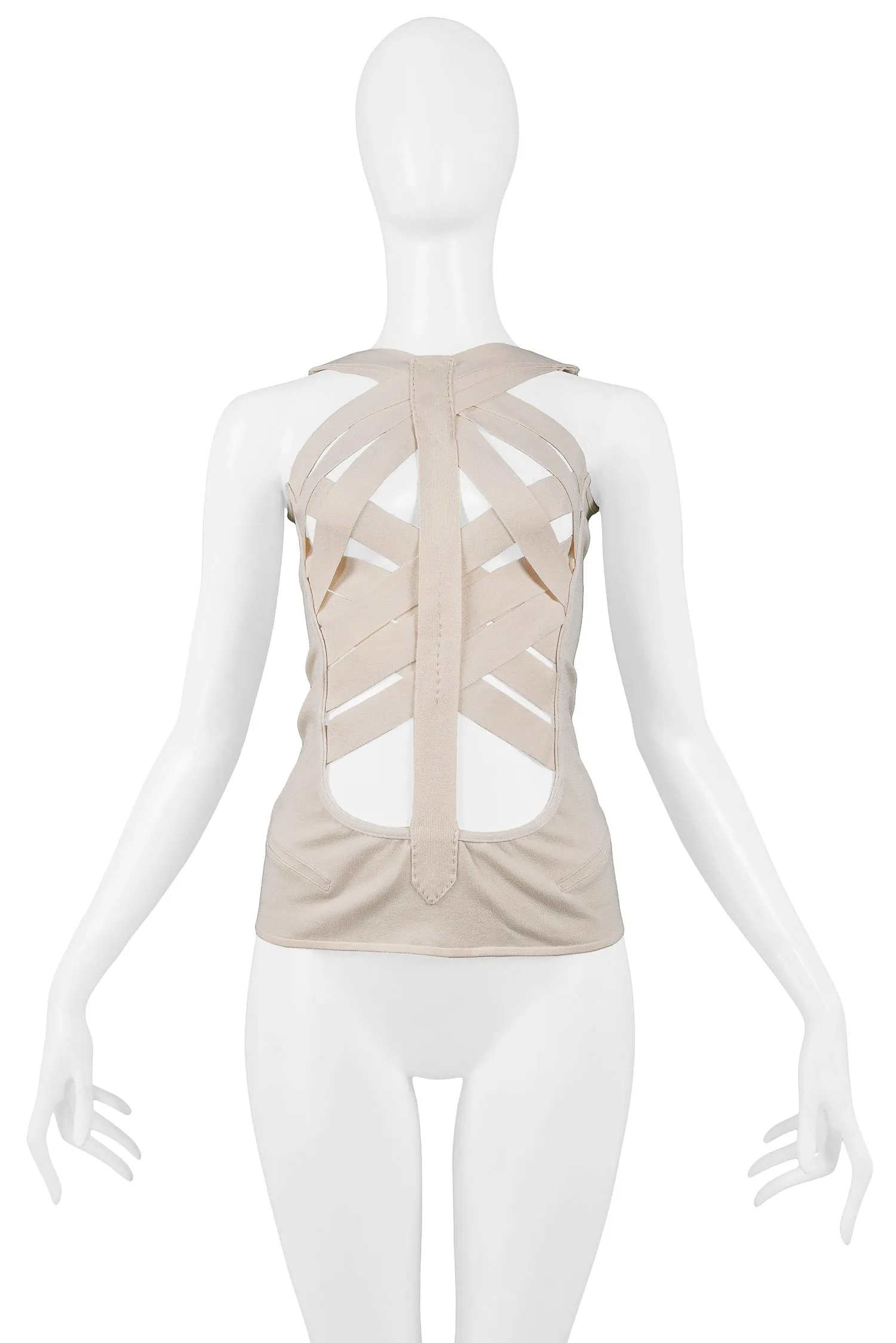 HELMUT LANG IVORY BANDAGE FRONT CUTOUT TOP 2001