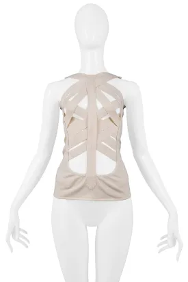 HELMUT LANG IVORY BANDAGE FRONT CUTOUT TOP 2001