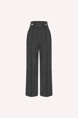 High-Waisted Wool Tweed Trousers