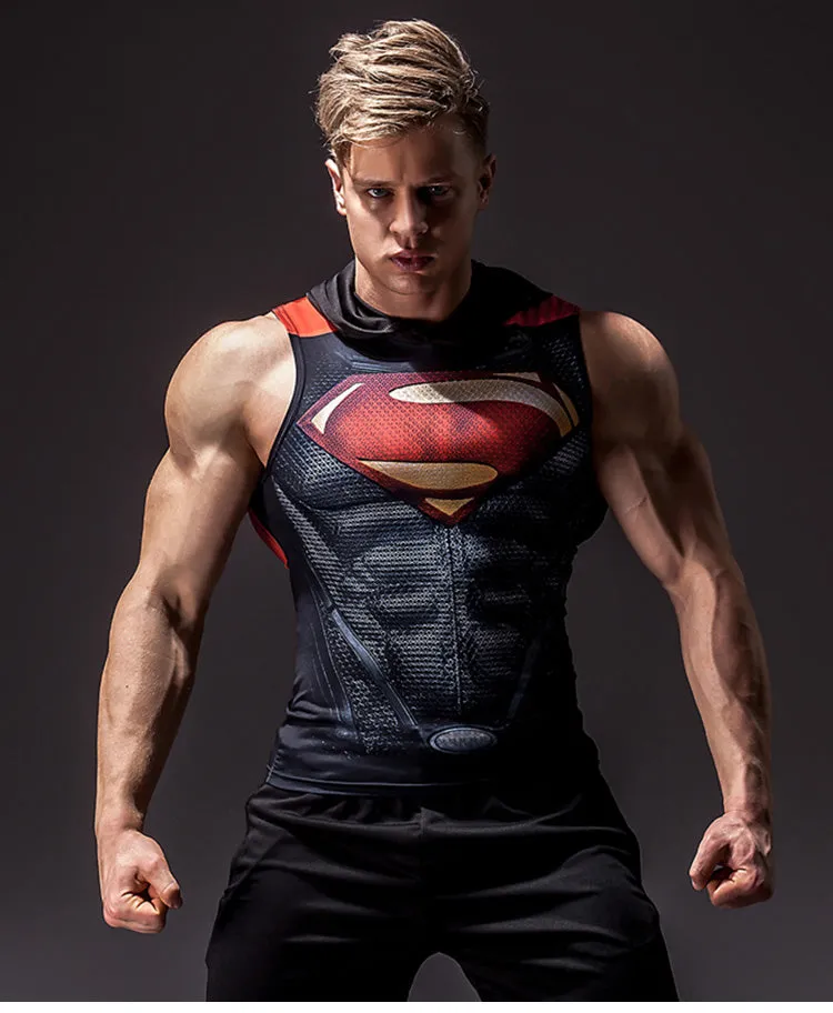 Hooded SUPERMAN Compression Tank Top For Men