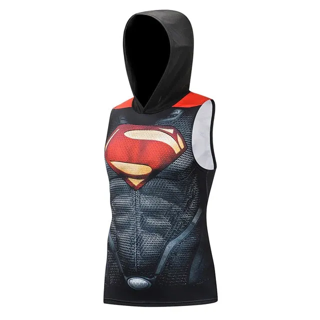 Hooded SUPERMAN Compression Tank Top For Men