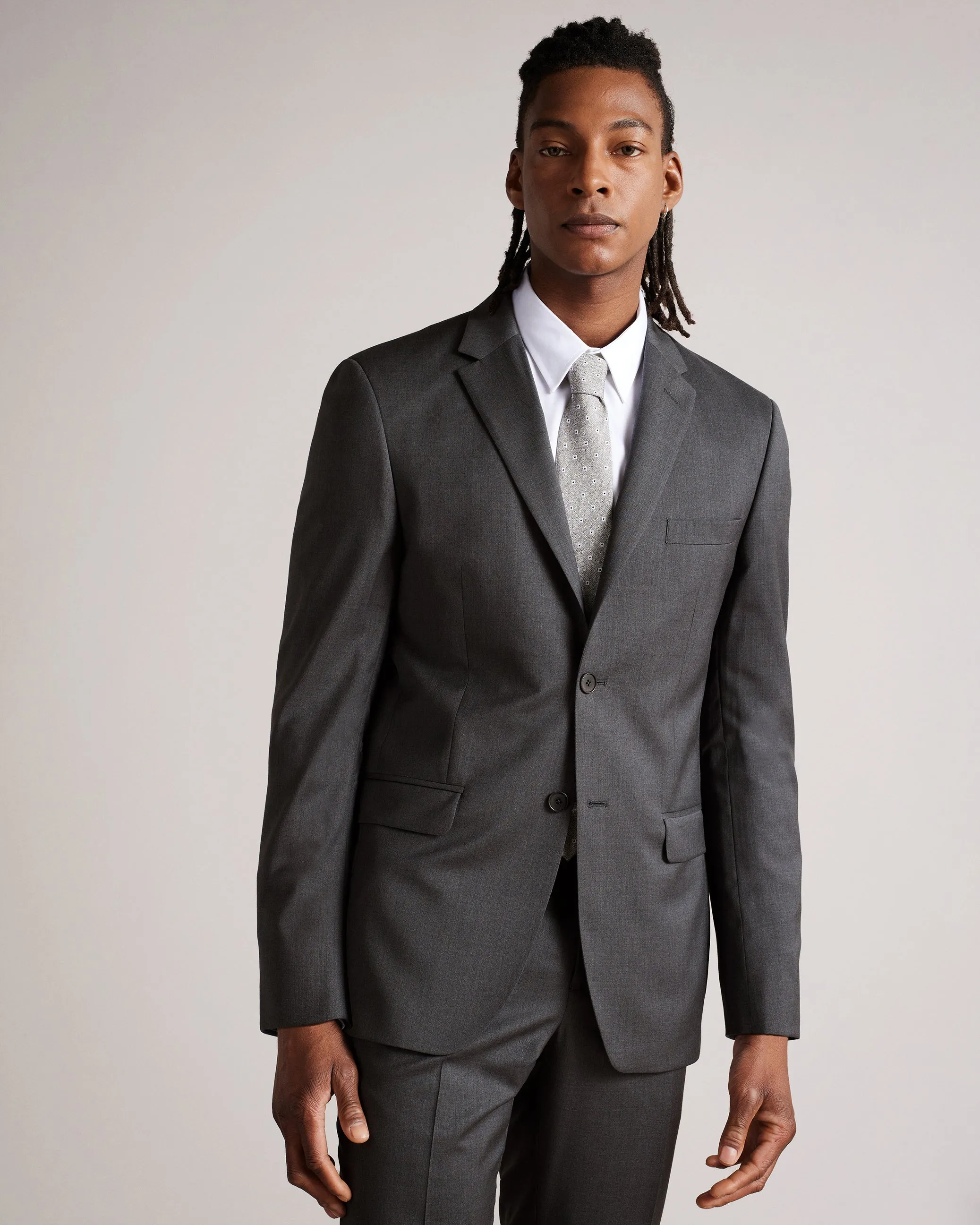 Irvinjs Slim Charcoal Twill Suit Jacket Charcoal