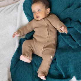 Knitted Overalls in Organic Merino Wool - Caramel (0-6m)