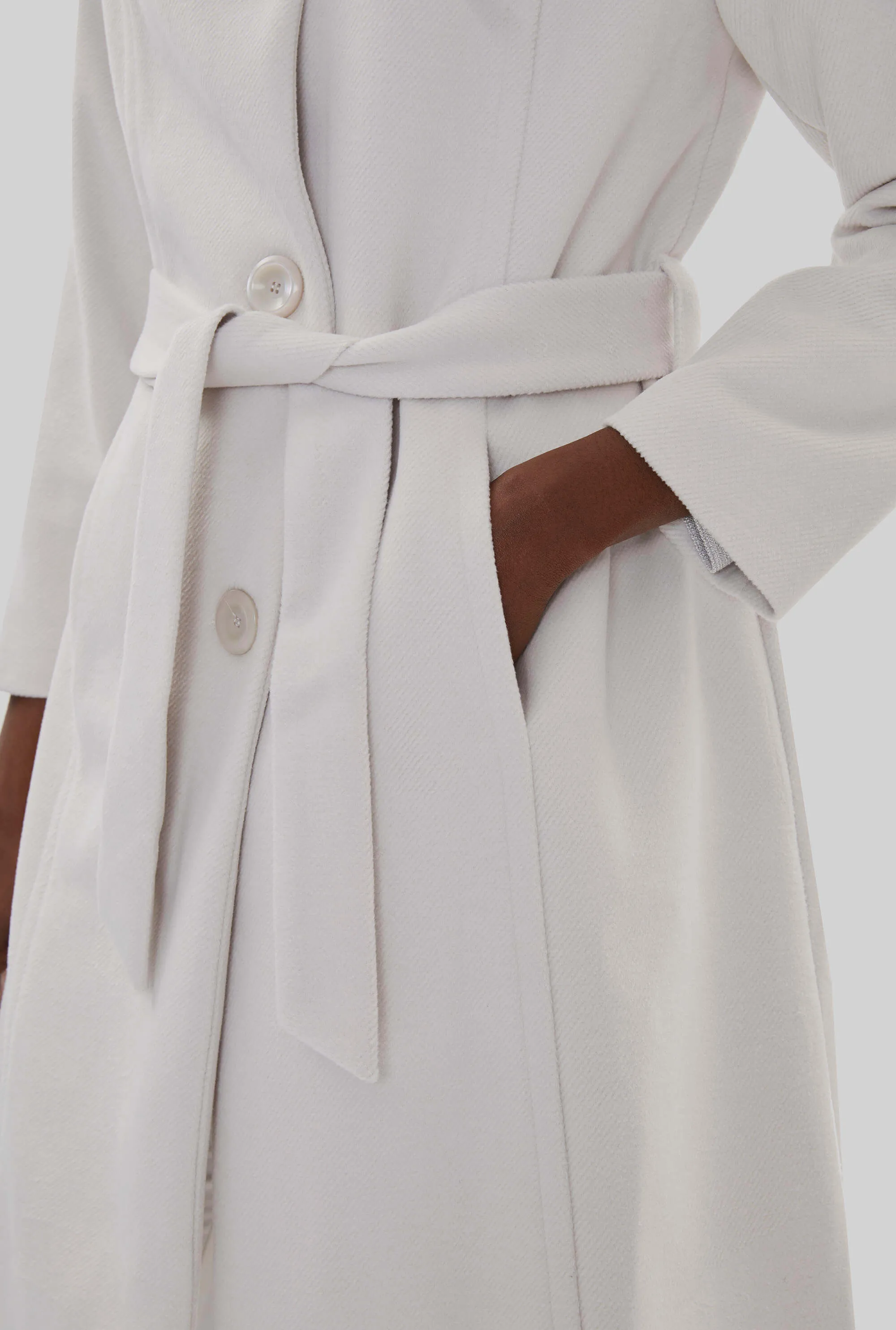 Large Collar Belted Coat Cream