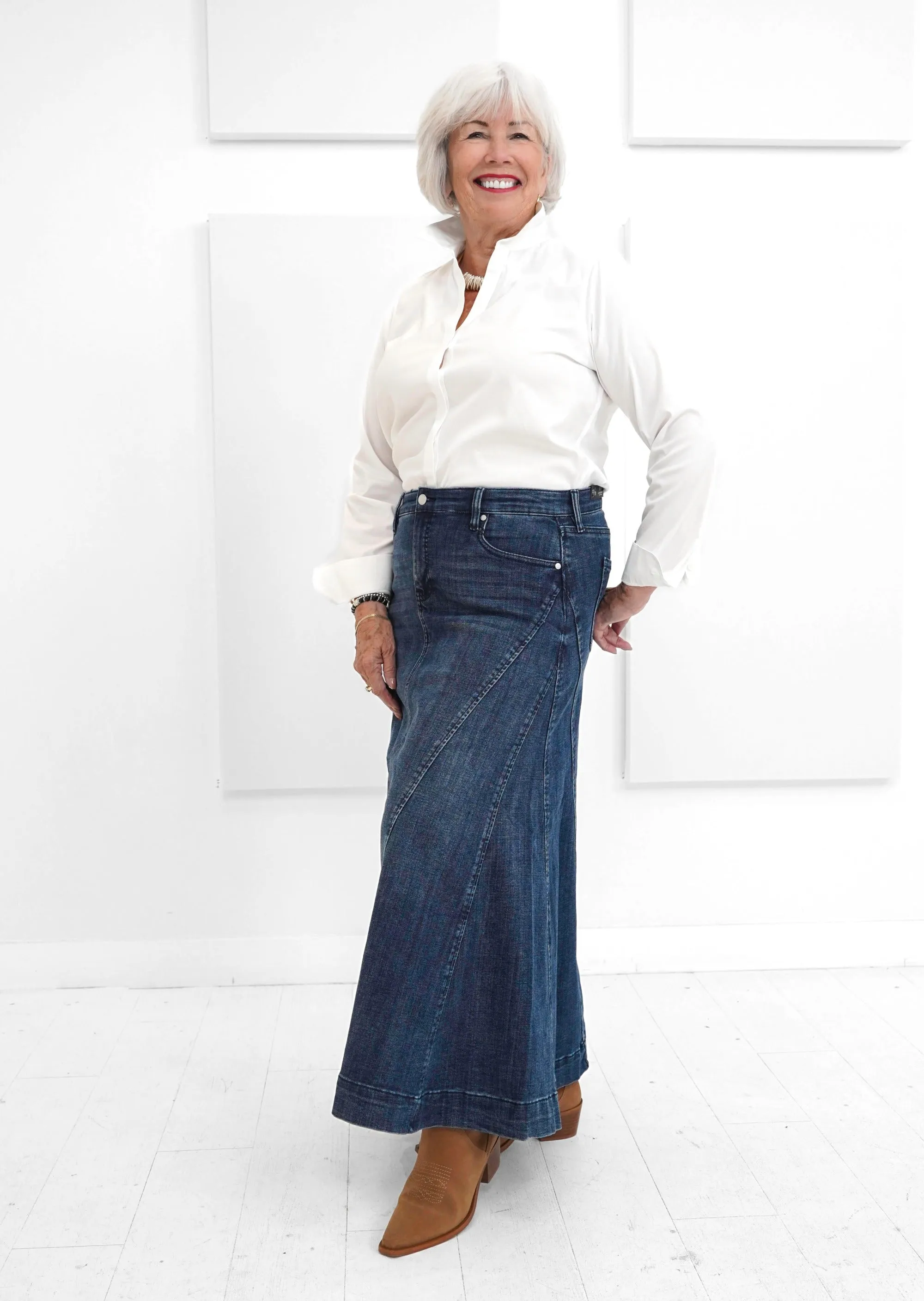 Liverpool - Mermaid Denim Maxi Skirt