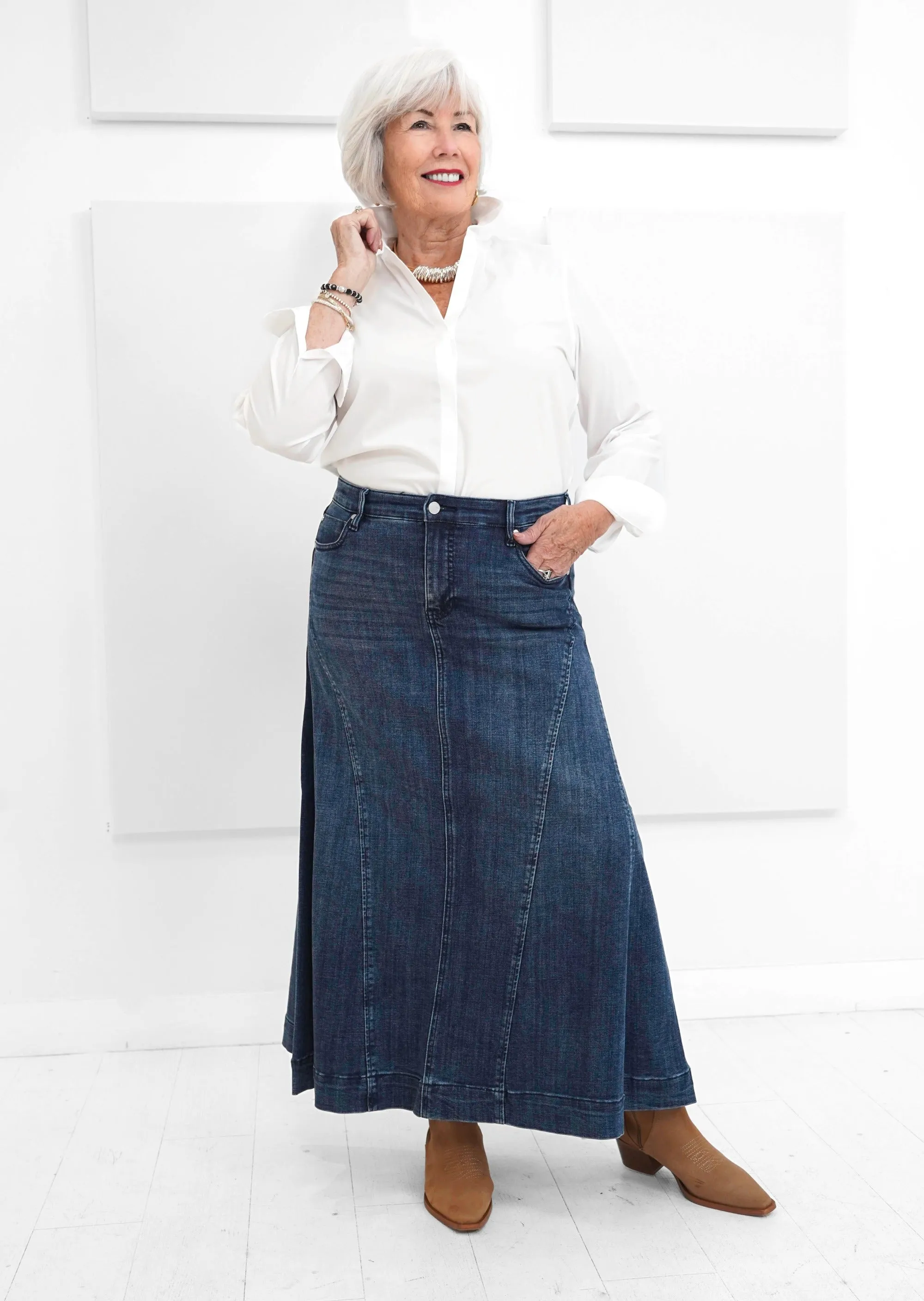 Liverpool - Mermaid Denim Maxi Skirt