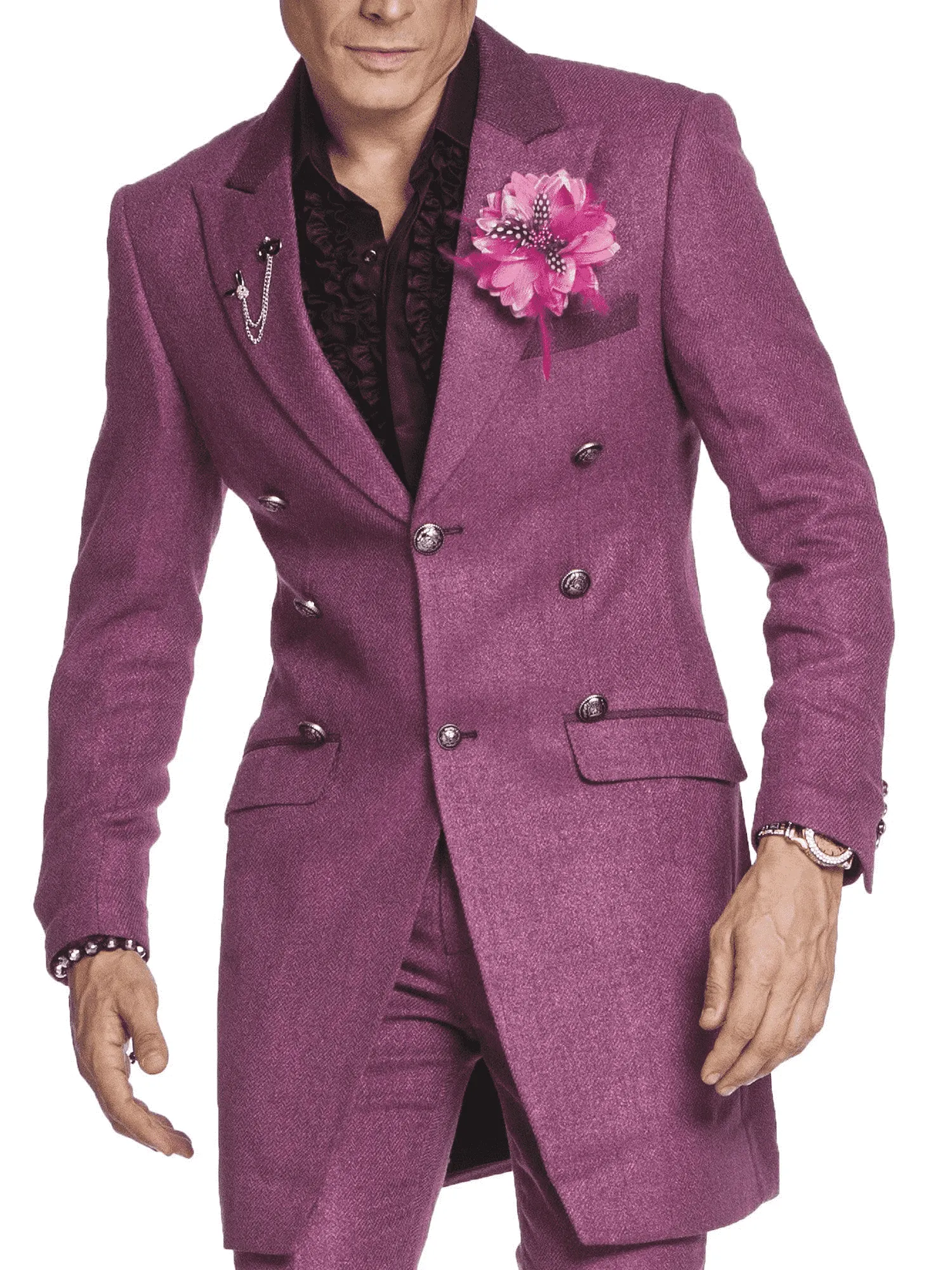 Men's Fashion Long Coat Como Purple