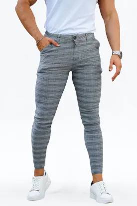 Men's Grey Plaid Chino Pants