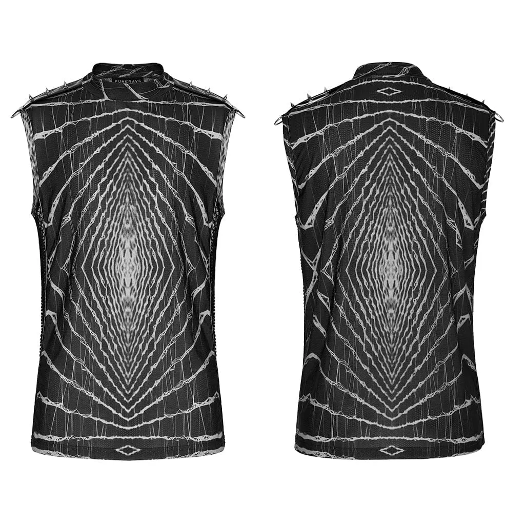 Men's Punk Halo Printed Rivets Tank Top