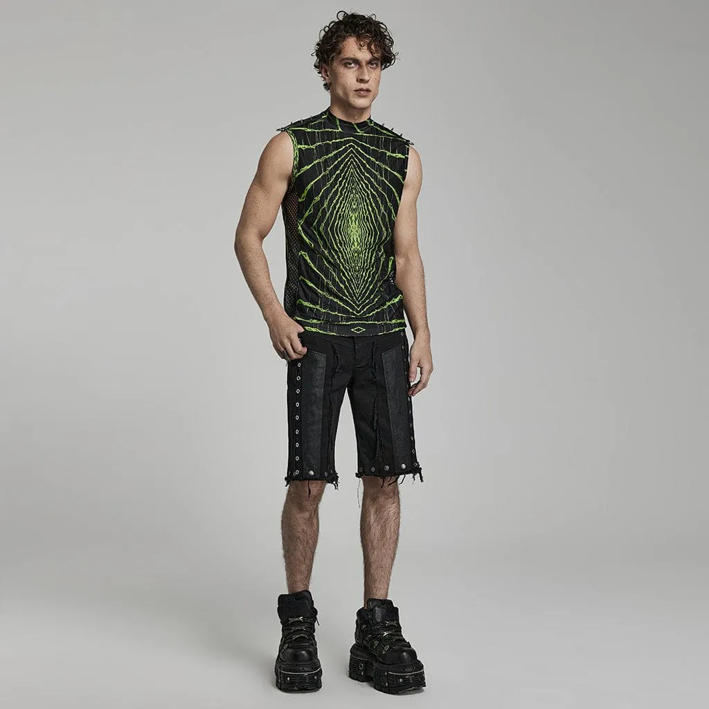 Men's Punk Halo Printed Rivets Tank Top