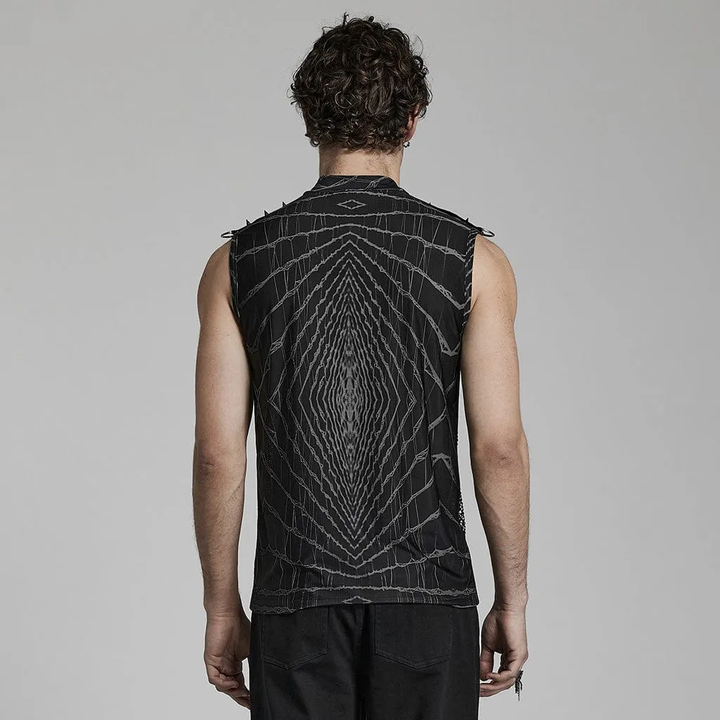 Men's Punk Halo Printed Rivets Tank Top