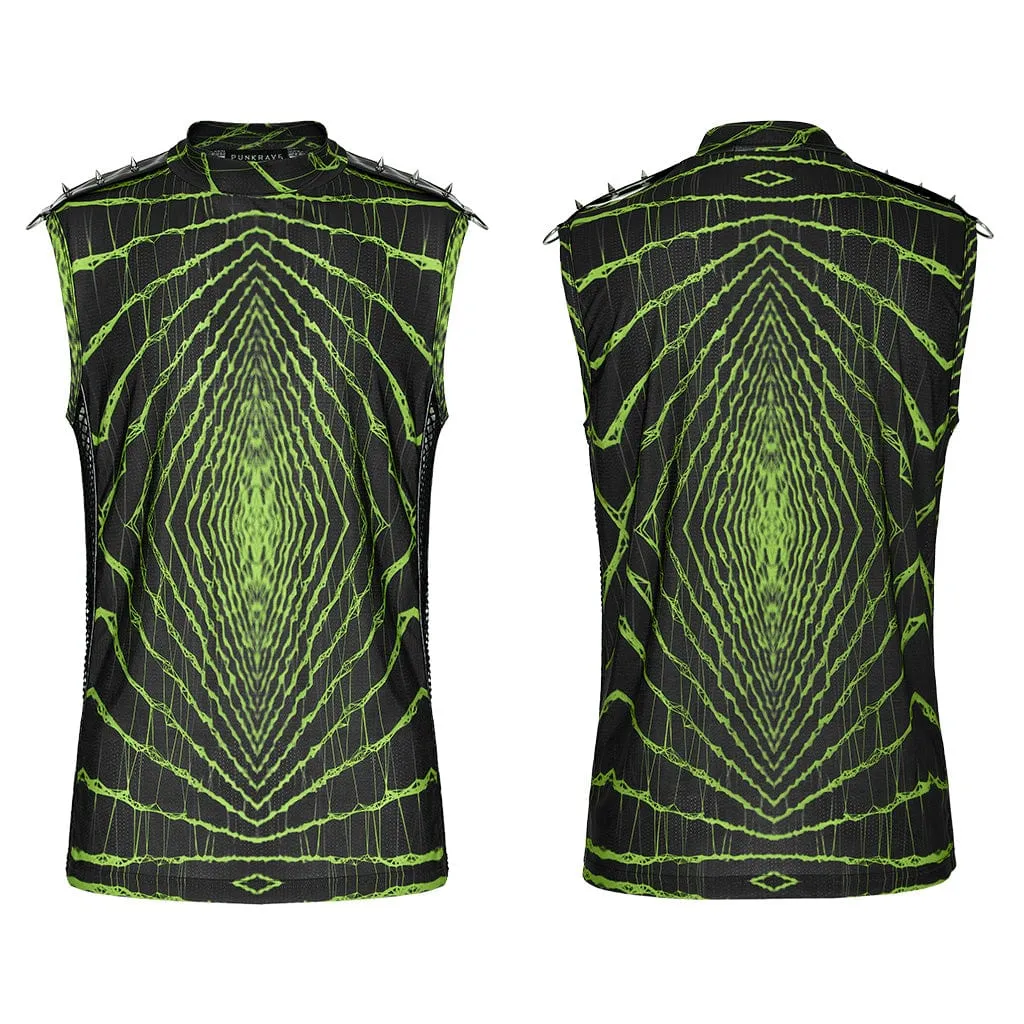 Men's Punk Halo Printed Rivets Tank Top