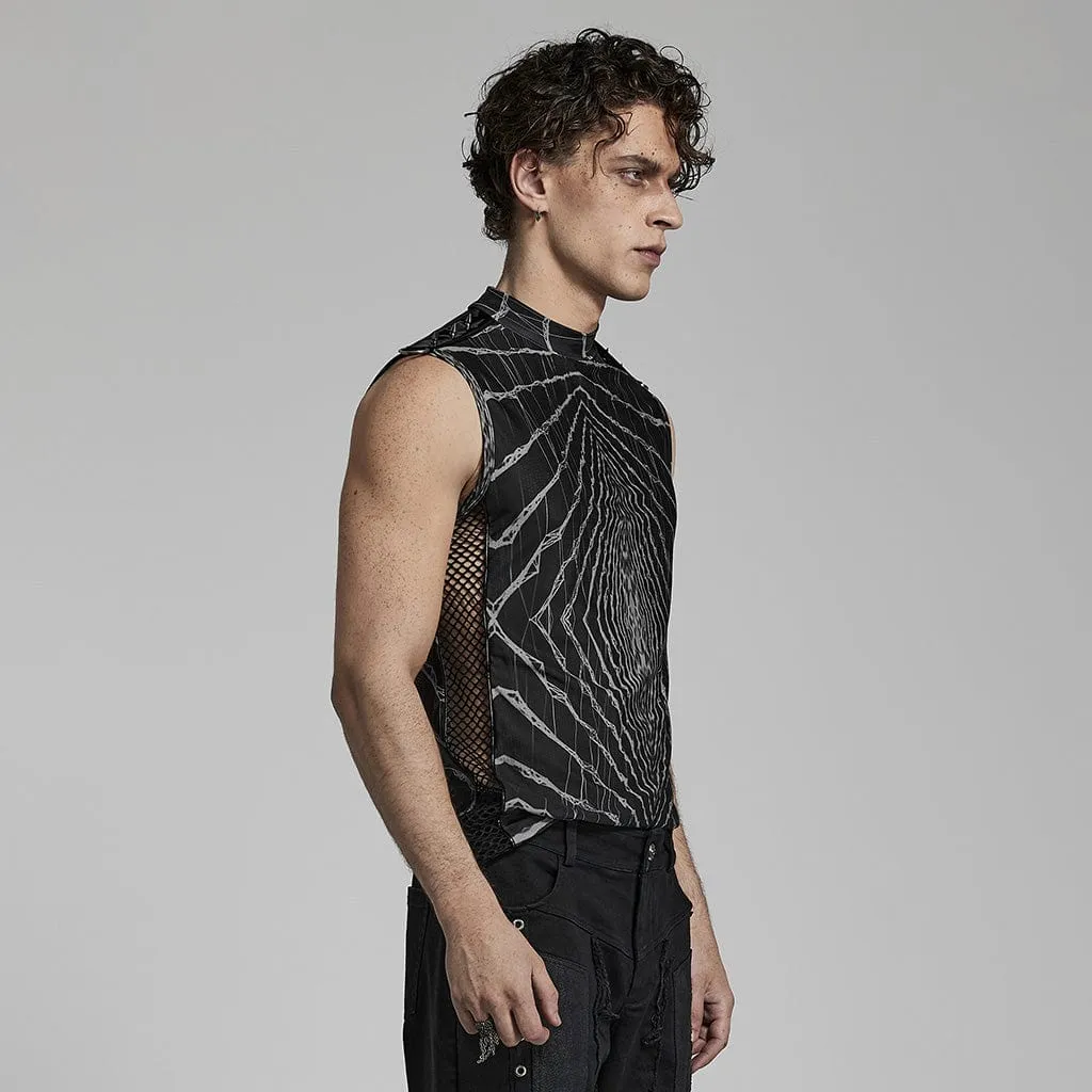 Men's Punk Halo Printed Rivets Tank Top