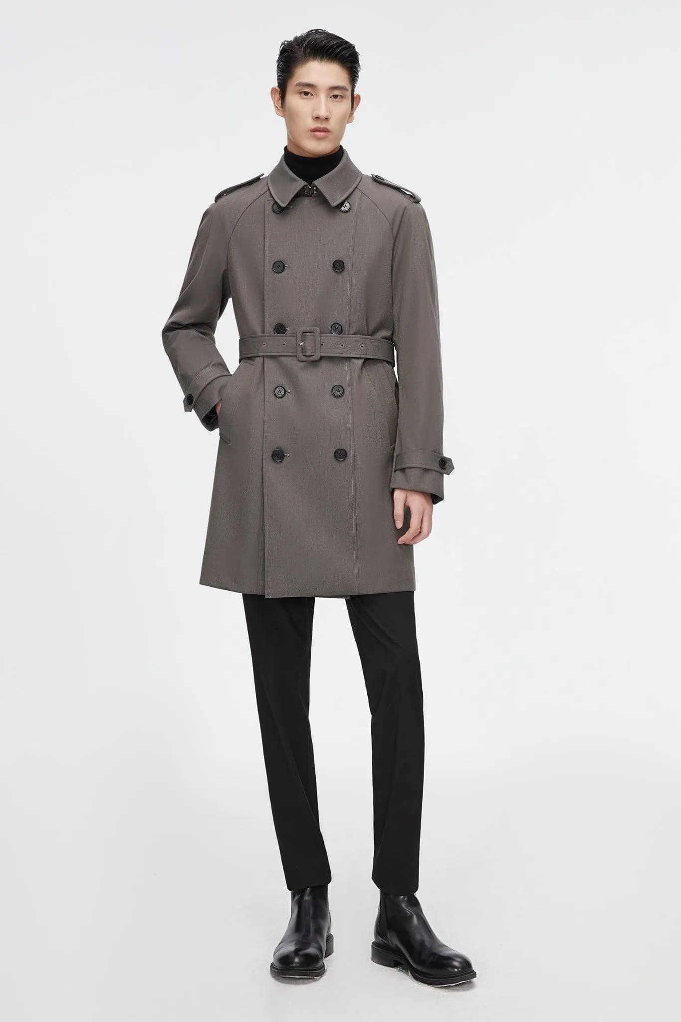 Mid-length Detachable Goose Down Trench Coat