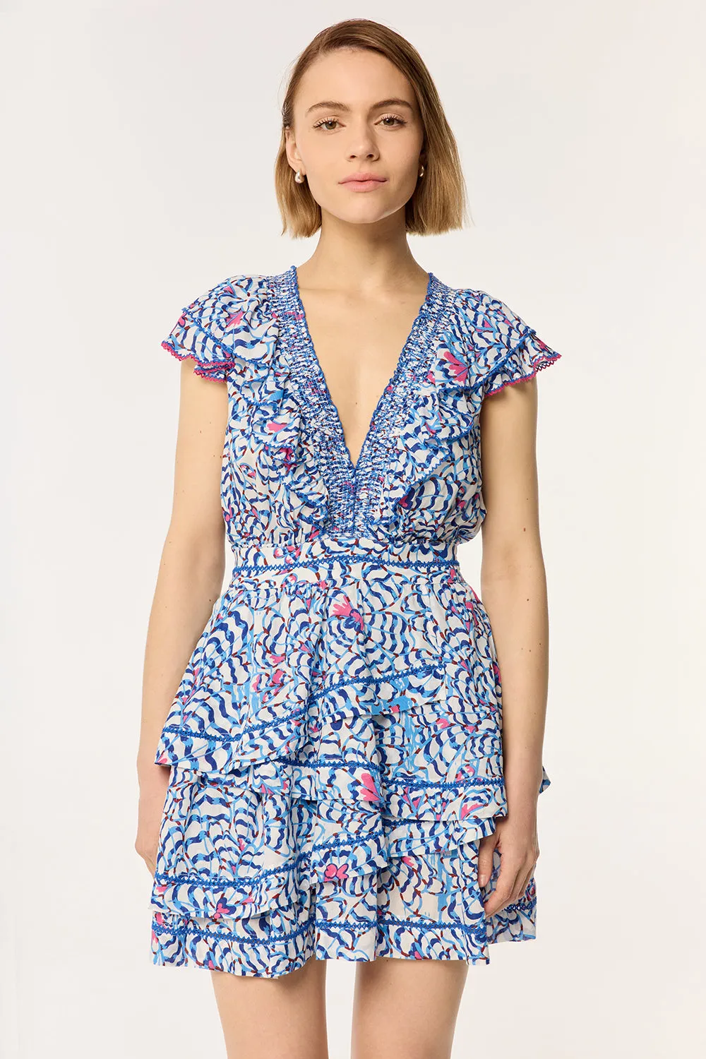 Mini Dress Carol - Blue Wings Flower