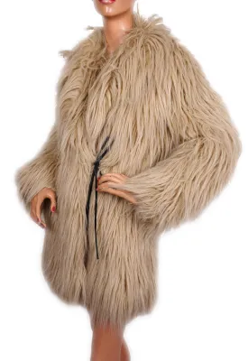 Chic Moschino Ladies Size 8 Faux Fur Coat in Luxurious Mongolian Lamb Style