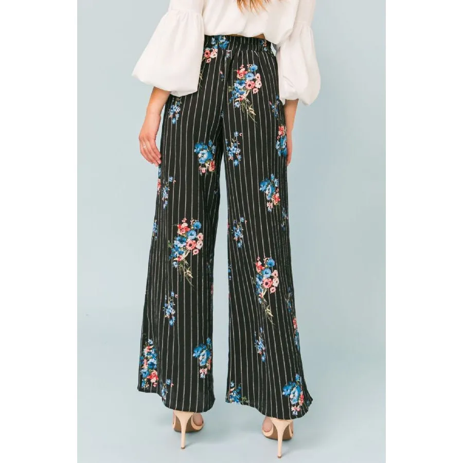 Pinstriped Floral Pants