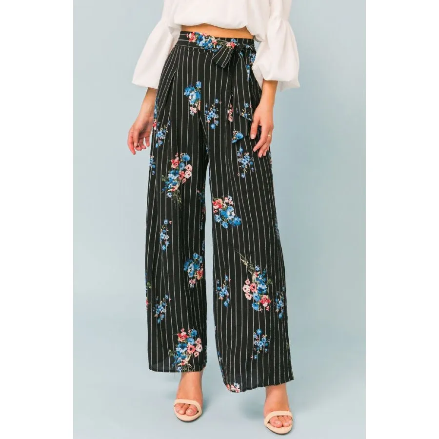 Pinstriped Floral Pants