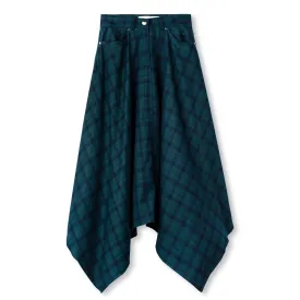 Plaid Kercheif Skirt - Green/Navy