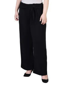 Plus Size Cropped Pull On Pants With Sash