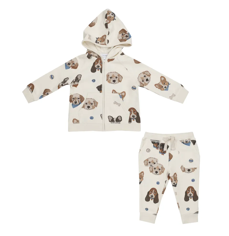 Puppy faces hoodie and jogger set