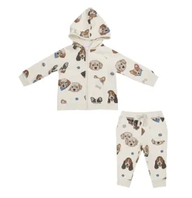 Puppy faces hoodie and jogger set