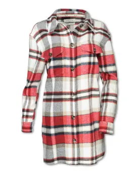 RED PLAID SHIRT JACKET